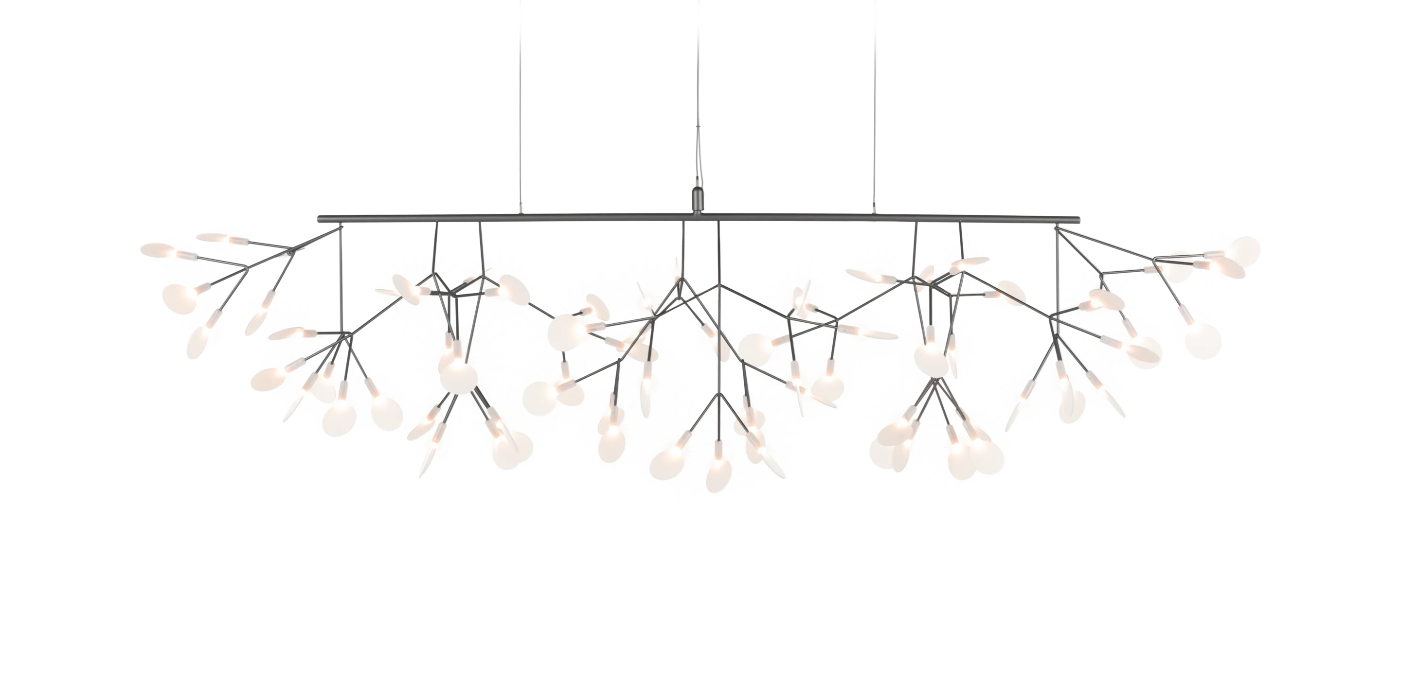 Heracleum III Linear suspension light nickel front view
